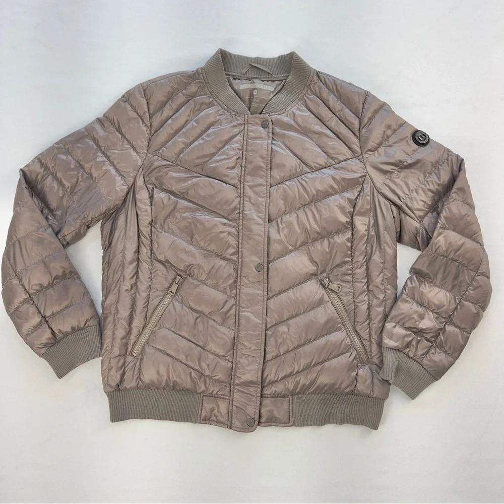 Bernardo Insulated Puffer Bomber Jacket Water Resistant Moonrock Size Large - Picture 4 of 15